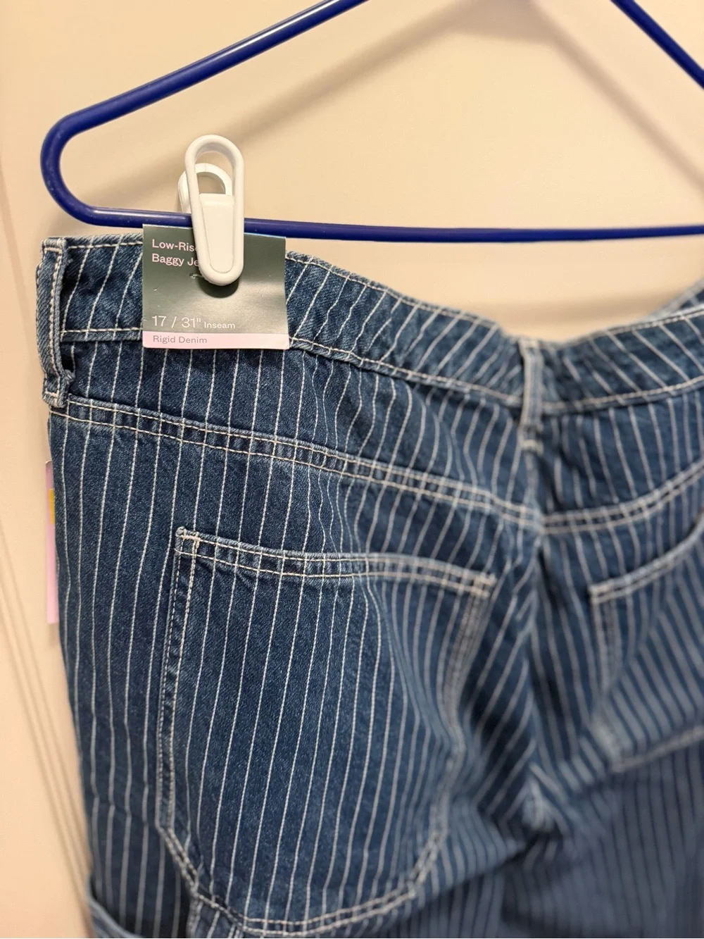 NWT wild fable Women’s Blue Pinstriped Wide-Leg Cargo Jeans - Picture 9 of 10